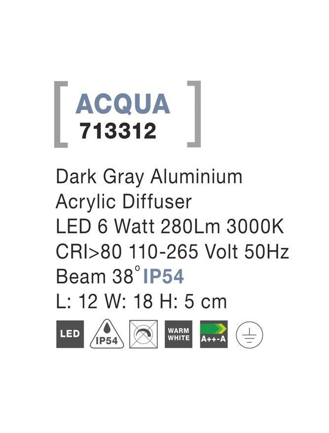 NV 713312 Venkovní nástěnné svítidlo ACQUA tmavě šedý hliník akrylový difuzor LED 5W 3000K 110-265V 38st. IP54 - NOVA LUCE (obrázek 4)