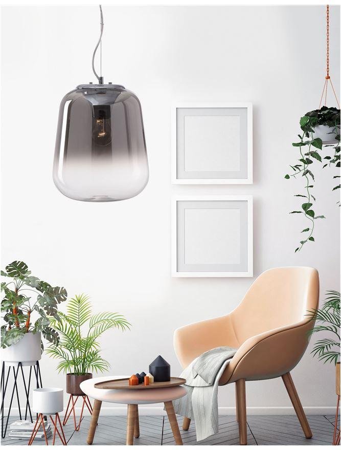 NV 7212601 Závěsné svítidlo OLIVERIO kouřové sklo s přechodem chromovaný hliník E27 1x12W IP20 bez žárovky - NOVA LUCE