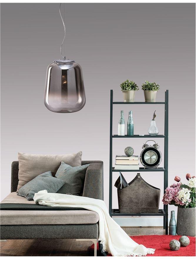 NV 7212603 Závěsné svítidlo OLIVERIO kouřové sklo s přechodem chromovaný hliník E27 1x12W IP20 bez žárovky - NOVA LUCE
