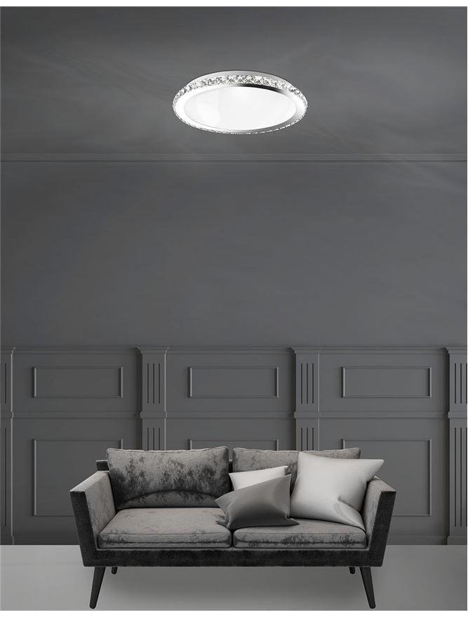 NV 7311402 Stropní svítidlo PALERMO chromovaný kov bílé sklo a K9 křišťál E27 3x12W 230V IP20 bez žárovky - NOVA LUCE