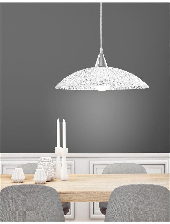 NV 7326501 Závěsné svítidlo SHELL chromovaný kov bílá a čiré strukturované sklo E27 1x12W - NOVA LUCE