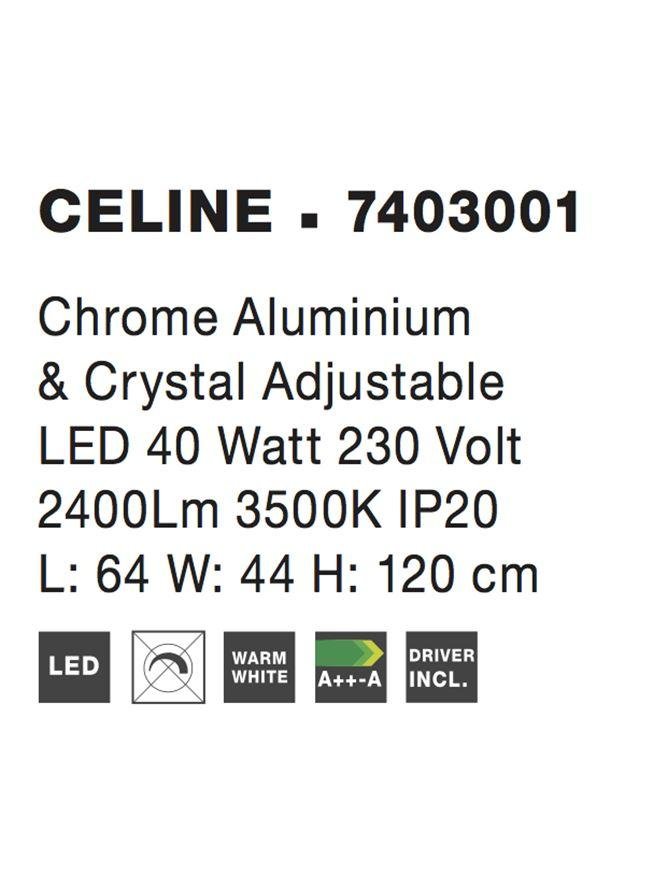 NV 7403001 Závěsné svítidlo CELINE chromovaný hliník a křišťál nastavitelné LED 40W 3000K IP20 - NOVA LUCE (obrázek 6)