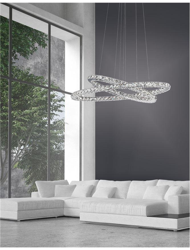 Levně NV 7403002 Závěsné svítidlo CELINE chromovaný hliník a křišťál nastavitelné LED 52W 3000K IP20 - NOVA LUCE