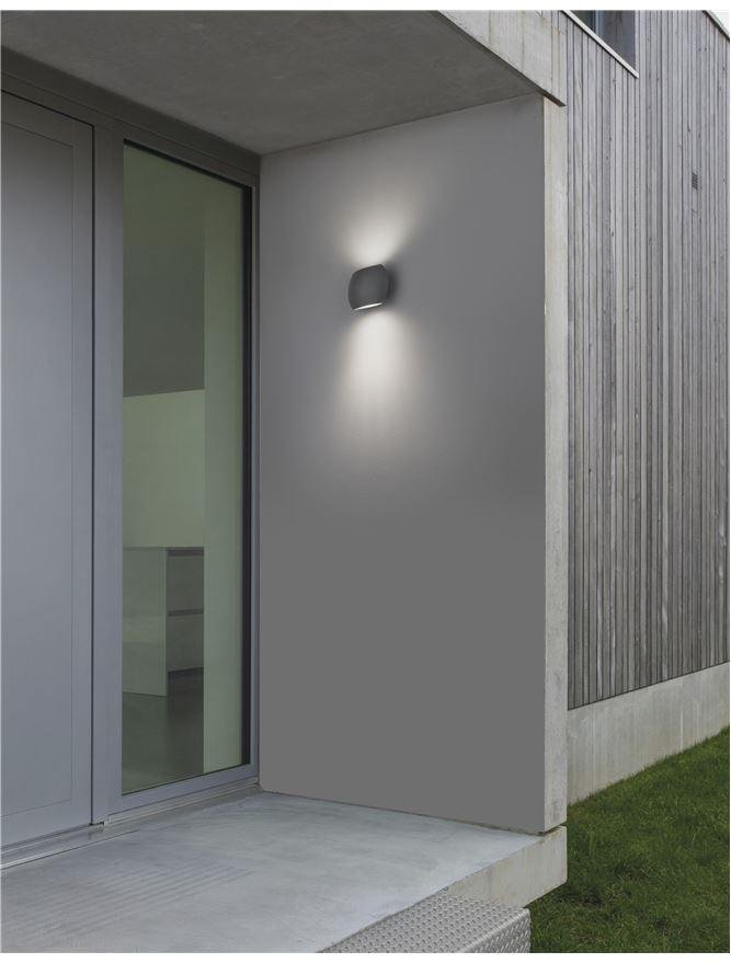 NV 741662 Venkovní nástěnné svítidlo COMO tmavě šedý hliník skleněný difuzor LED 2x3W 3000K 220-240V 2x34st. IP54 světlo nahoru a dolů - NOVA LUCE