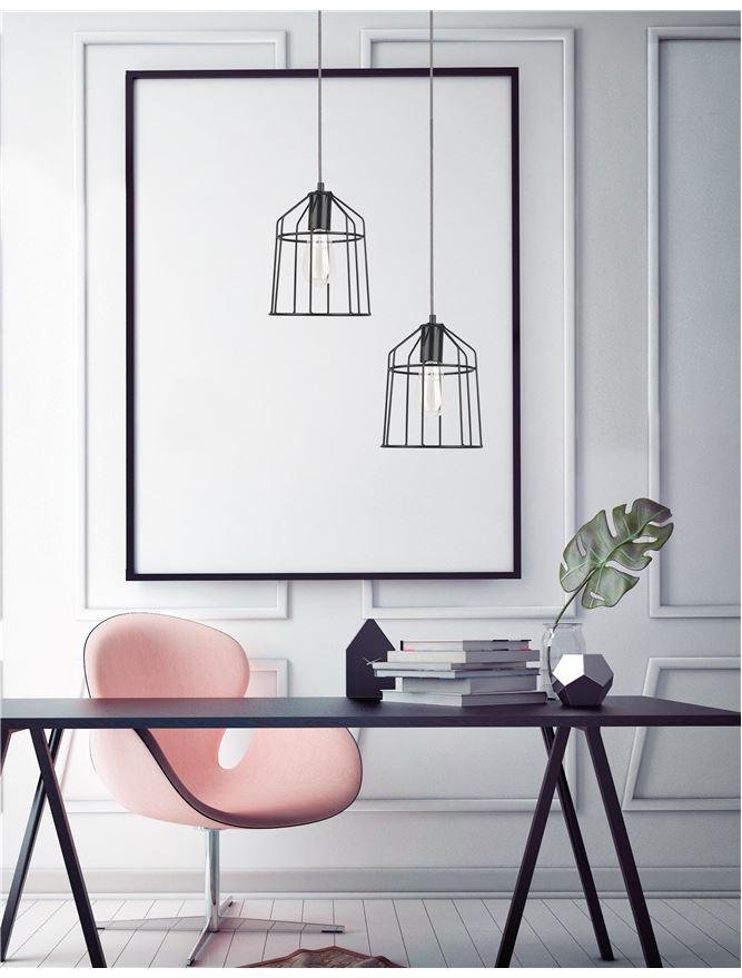 Levně NV 7605178 Závěsné svítidlo PEPPINO matný černý kov černá a bílý kabel E27 1x12W - NOVA LUCE