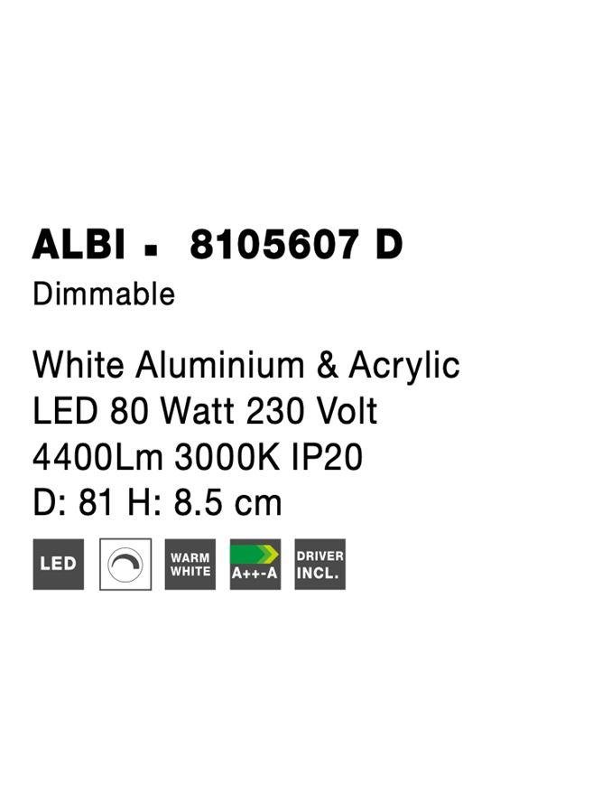 NV 8105607 D Stropní svítidlo ALBI bílý hliník a akryl LED 80W 230V 3000K IP20 stmívatelné - NOVA LUCE (obrázek 8)