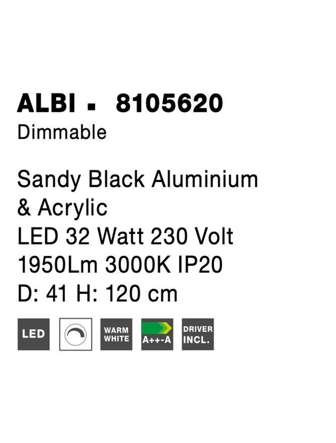NV 8105620 Závěsné svítidlo ALBI černý hliník a akryl LED 32W 230V 3000K IP20 stmívatelné - NOVA LUCE (obrázek 7)
