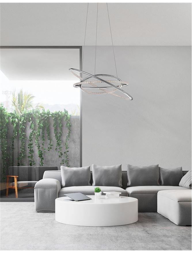 NV 8107401 Závěsné svítidlo LIVORNO chromovaný hliník a akryl nastavitelné LED 55W 230V 3000K IP20 - NOVA LUCE