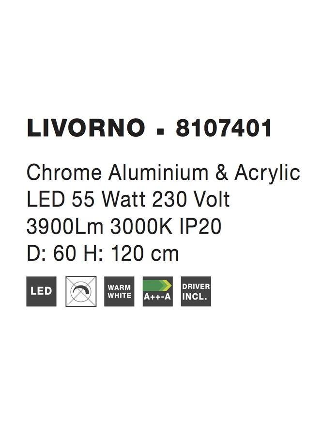 NV 8107401 Závěsné svítidlo LIVORNO chromovaný hliník a akryl nastavitelné LED 55W 230V 3000K IP20 - NOVA LUCE (obrázek 6)