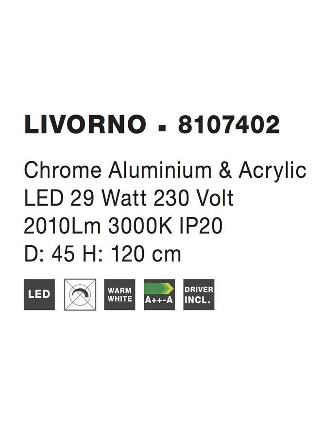 NV 8107402 Závěsné svítidlo LIVORNO chromovaný hliník a akryl nastavitelné LED 29W 230V 3000K IP20 - NOVA LUCE (obrázek 6)