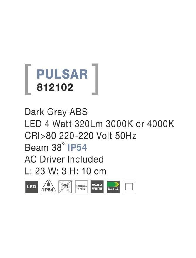 NV 812102 Venkovní nástěnné svítidlo PULSAR tmavě šedý ABS LED 4W 3000K 220-220V 38st. IP54 - NOVA LUCE (obrázek 4)