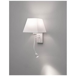 Obrázek pro produkt Nástěnné svítidlo VALENCIA bílý hliník bílé stínidlo E27 1x40W LED 3W čtecí lampička / vypínač na těle - NOVA LUCE