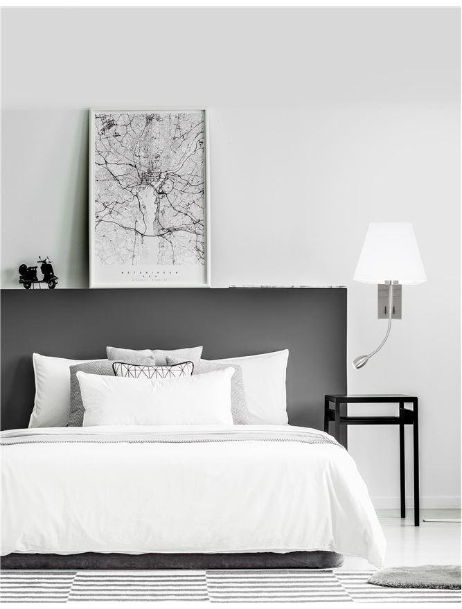 NV 8127402 Nástěnné svítidlo VALENCIA nikl satén hliník bílé stínidlo E27 1x40W LED 3W čtecí lampička / vypínač na těle - NOVA LUCE