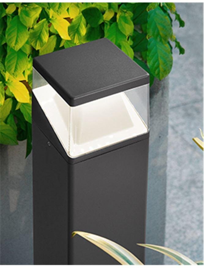 NV 813104 Venkovní sloupkové svítidlo LOCK hliník tmavě šedá bílý a čirý akrylový difuzor LED 12W 220-240V 45st. IP54 3000K nebo 4000K - NOVA LUCE
