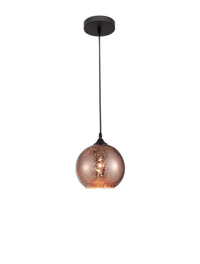 NV 8142680 Závěsné svítidlo BLAZE měďené sklo a černý kov E27 1x12W 230V IP20 bez žárovky - NOVA LUCE