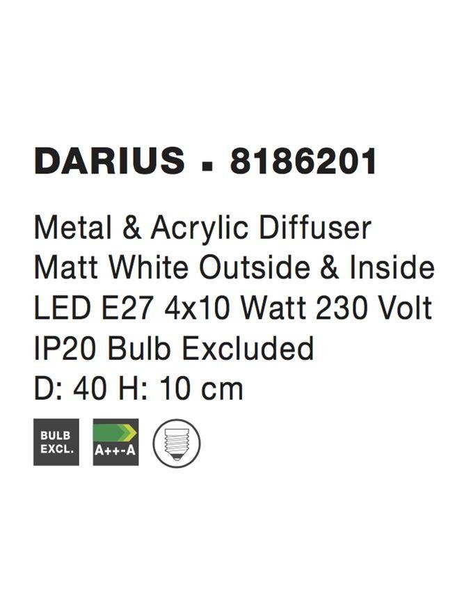 NV 8186201 Stropní svítidlo DARIUS stropní svítidlo kov a akrylový difuzor matná bílá E27 4x12W - NOVA LUCE (obrázek 3)