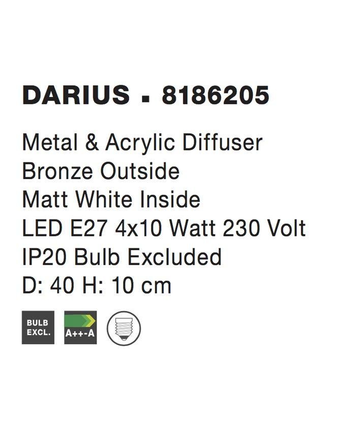 NV 8186205 Stropní svítidlo DARIUS stropní svítidlo kov a akrylový difuzor bronz zvenku a matná bílá uvnitř E27 4x12W - NOVA LUCE (obrázek 4)