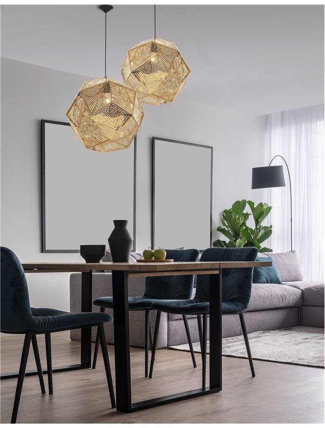 Levně NV 82148748 Závěsné svítidlo FOGGIA zlatá nerez ocel černý kabel E27 1x12W IP20 bez žárovky - NOVA LUCE