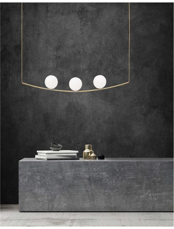 NV 8279602 Závěsné svítidlo VITTON mosazný kov bílé lesklé sklo mosazný kabel E14 3x5W IP20 bez žárovky - NOVA LUCE