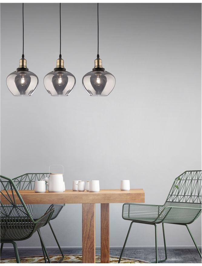 NV 8436405 Závěsné svítidlo CEDRO kouřové sklo bronz a černý kov E27 3x12W 230V IP20 bez žárovky - NOVA LUCE