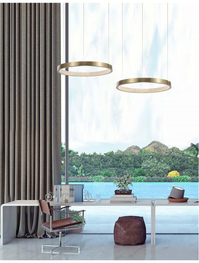 NV 86016808 Závěsné svítidlo VEGAS antický mosazný hliník a akryl LED 18W 3000K IP20 - NOVA LUCE