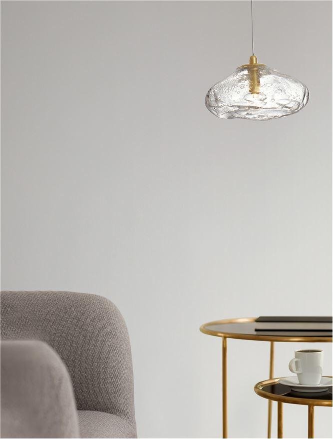 NV 9006046 Závěsné svítidlo KING mosazný zlatý kov foukané čiré sklo G9 1x5W 230V IP20 bez žárovky - NOVA LUCE