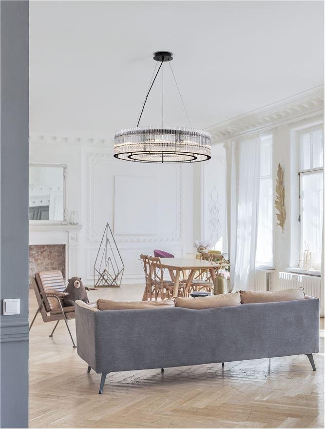 NV 9006056 Závěsné svítidlo BAROK závěsné svítidlo matná černá a čiré sklo 10xG9 - NOVA LUCE