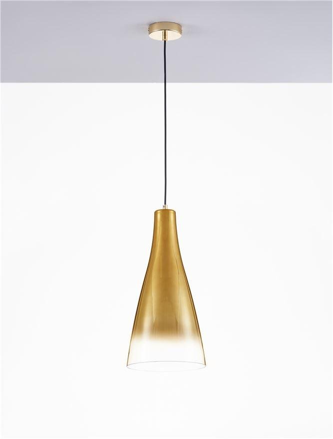 NV 9009230 Závěsné svítidlo LIVTAR zlatý kov sklo s přechodem E27 1x12W 230V IP20 bez žárovky - NOVA LUCE