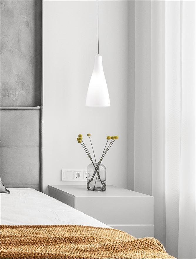 NV 9009232 Závěsné svítidlo LIVTAR bílé lesklé sklo E27 1x12W 230V IP20 bez žárovky - NOVA LUCE