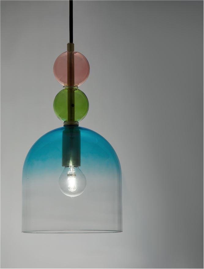 NV 9009233 Závěsné svítidlo MURANO zlatý kov lesklé světle zelené, modré a růžové sklo E14 1x5W 230V IP20 bez žárovky - NOVA LUCE (obrázek 4)