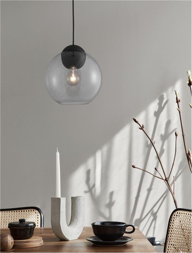 Levně NV 9009241 Závěsné svítidlo MIDORI matný černý kov a světle šedé sklo E27 1x12W 230V IP20 bez žárovky - NOVA LUCE