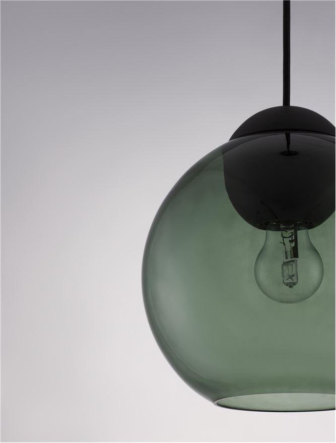 NV 9009242 Závěsné svítidlo MIDORI matný černý kov a tmavě zelené sklo E27 1x12W 230V IP20 bez žárovky - NOVA LUCE