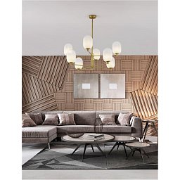 Obrázek pro produkt Závěsné svítidlo BALOR opálové sklo a mosazný kov 8xG9 - NOVA LUCE