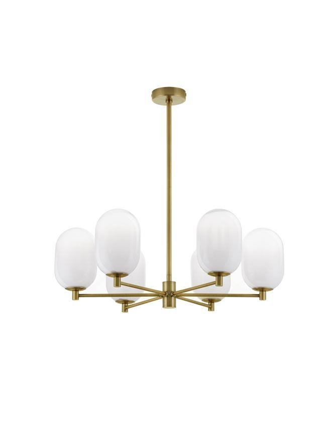 NV 9009246 Závěsné svítidlo BALOR opálové sklo a mosazný kov 6xG9 - NOVA LUCE (obrázek 2)
