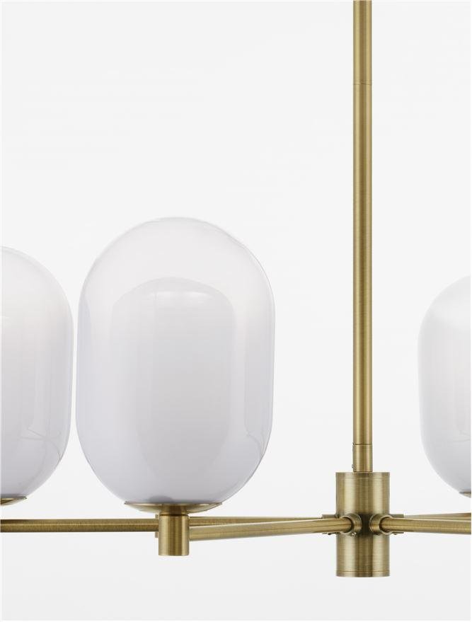 NV 9009246 Závěsné svítidlo BALOR opálové sklo a mosazný kov 6xG9 - NOVA LUCE (obrázek 3)