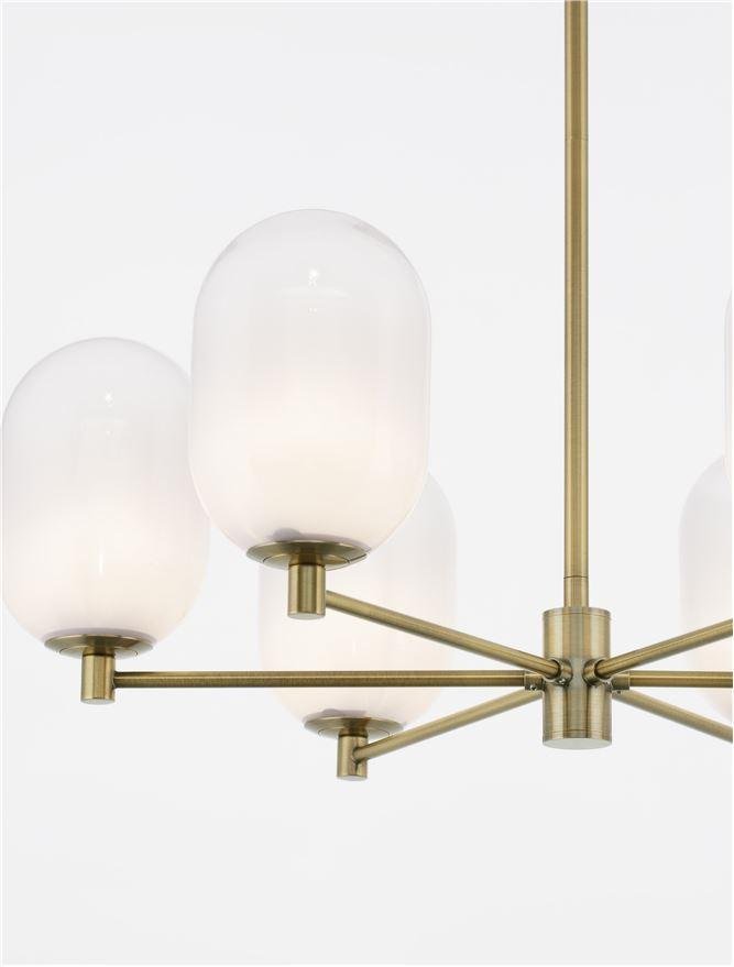 NV 9009246 Závěsné svítidlo BALOR opálové sklo a mosazný kov 6xG9 - NOVA LUCE (obrázek 4)