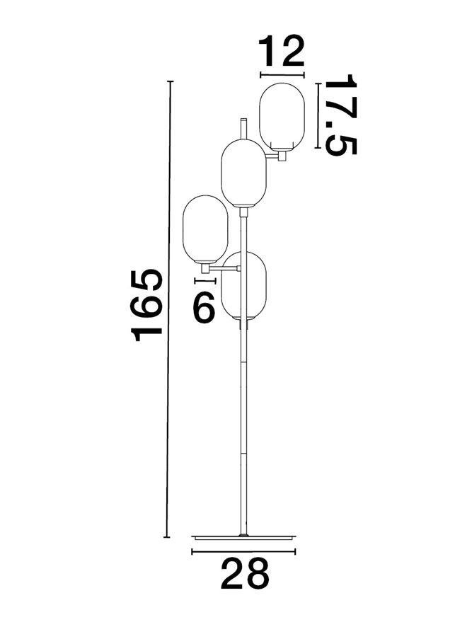 NV 9009248 Stojací lampa BALOR opálové sklo a mosazný kov 4xG9 - NOVA LUCE (obrázek 5)