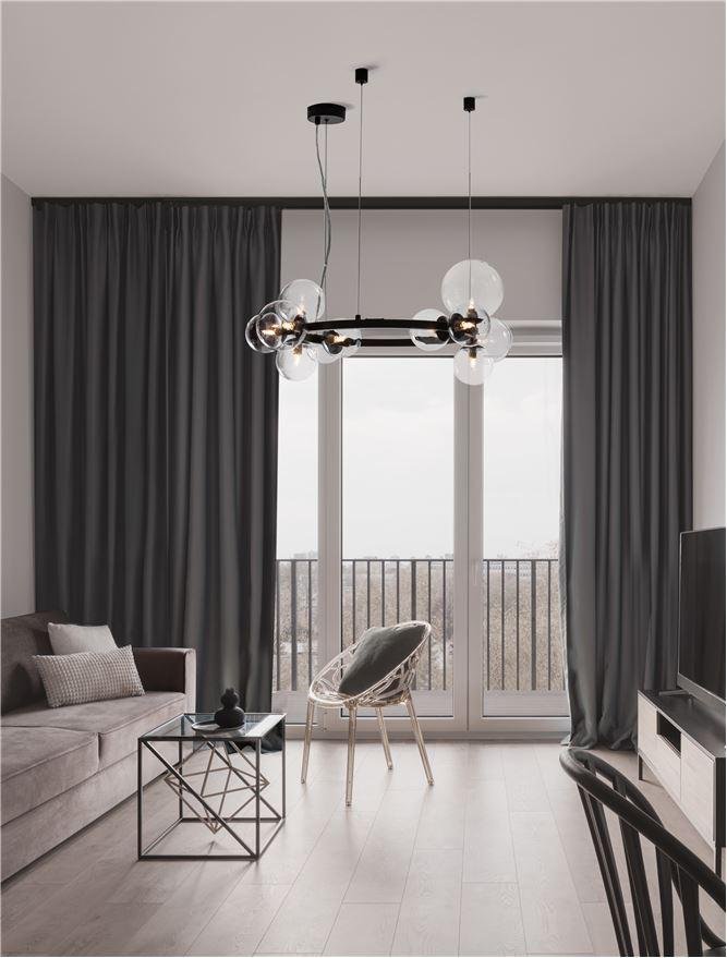 NV 9009249 Závěsné svítidlo ODILLIA matný černý kov a sklo G9 11x6W 230V IP20 bez žárovky - NOVA LUCE