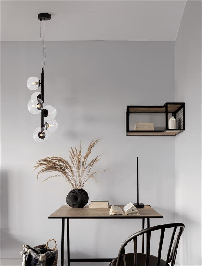 NV 9009251 Závěsné svítidlo ODILLIA matný černý kov a sklo G9 6x6W 230V IP20 bez žárovky - NOVA LUCE