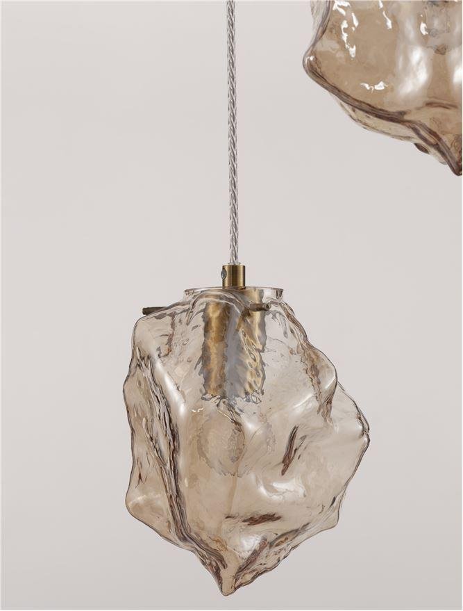NV 9009254 Závěsné svítidlo ODELLE mosazný zlatý kov a jantarové sklo E14 3x5W 230V IP20 bez žárovky - NOVA LUCE