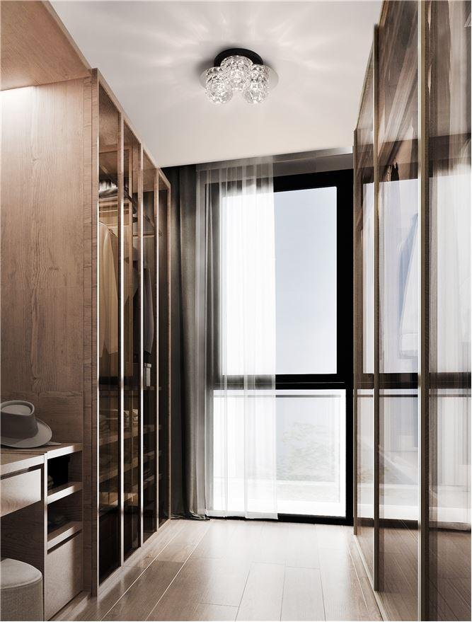 NV 9009292 Stropní svítidlo LAWAN chrom a matný černý kov strukturované sklo E14 3x5W 230V IP20 bez žárovky - NOVA LUCE