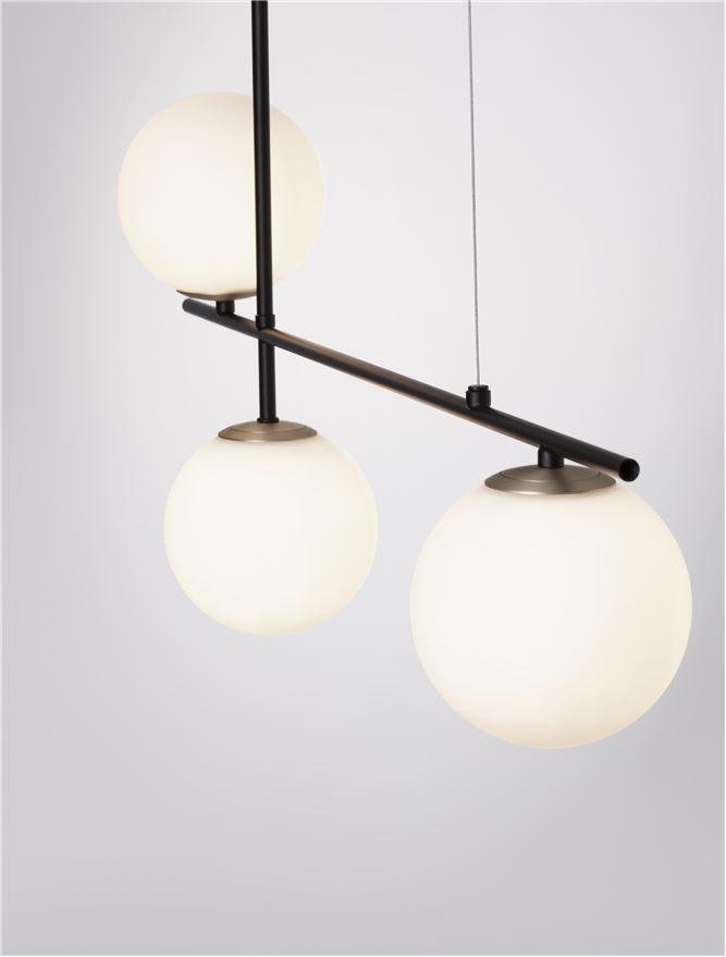 NV 9009295 Závěsné svítidlo GITCHI matná černá a zlatý kov opálové sklo G9 2x5W 230V IP20 bez žárovky - NOVA LUCE