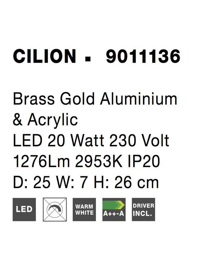NV 9011136 Stolní lampa CILION zlatý mosazný hliník a akryl LED 20W 230V 2953K IP20 - NOVA LUCE (obrázek 7)