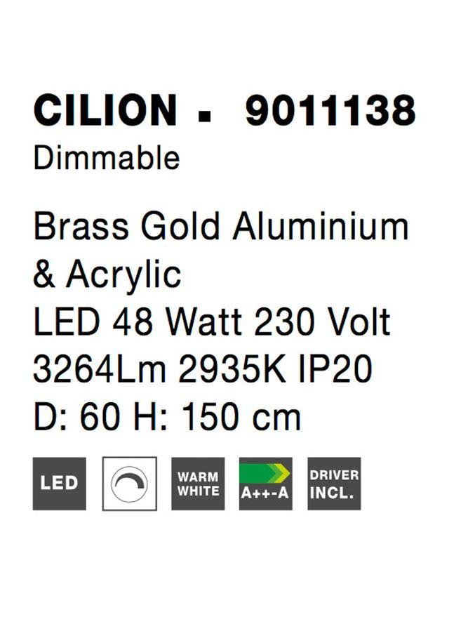 NV 9011138 Závěsné svítidlo CILION zlatý mosazný hliník a akryl LED 48W 230V 2935K IP20 stmívatelné - NOVA LUCE (obrázek 6)