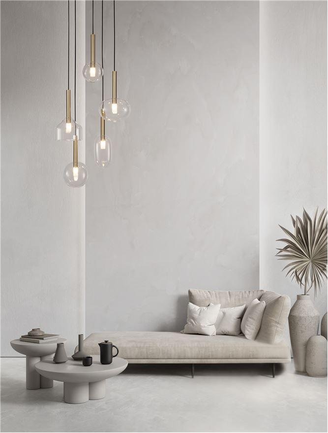 NV 9028835 Závěsné svítidlo AMELIA zlatá a čiré sklo G9 5x5W 230V IP20 bez žárovky - NOVA LUCE