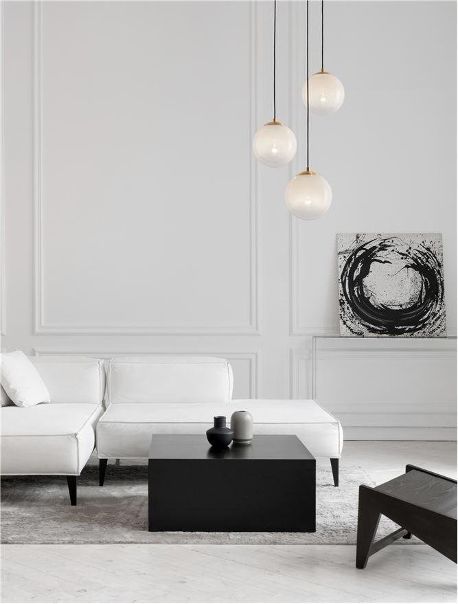 NV 9028841 Závěsné svítidlo JIAN mosazný zlatý kov a bílé sklo s přechody E27 3x12W 230V IP20 bez žárovky - NOVA LUCE