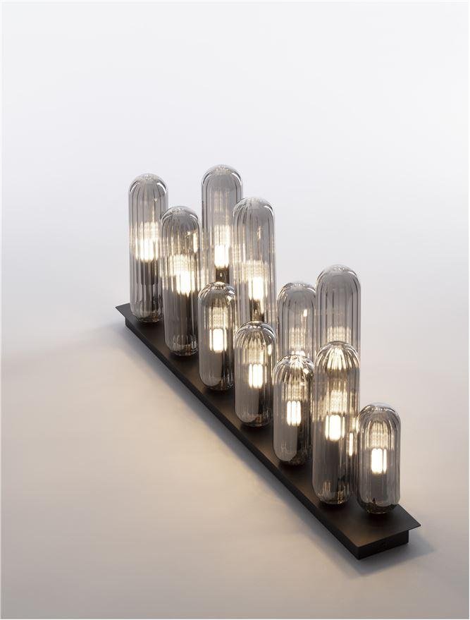 NV 9028853 Stropní svítidlo GUSTAVE lehce kouřově šedé sklo a matná černá G9 12x5W 230V IP20 bez žárovky - NOVA LUCE