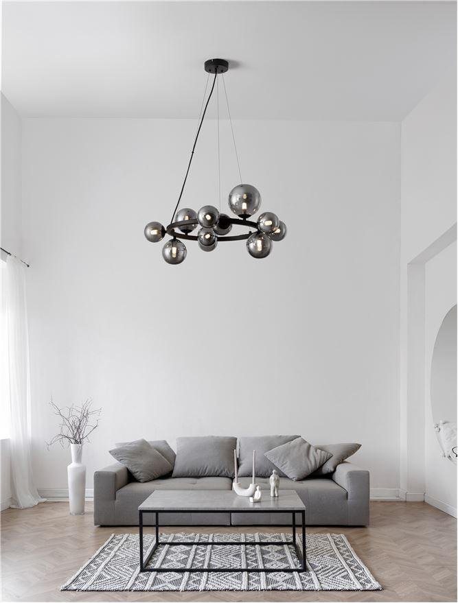 NV 9028855 Závěsné svítidlo ODILLIA kouřové šedé sklo a matná černá G9 11x5W 230V IP20 bez žárovky - NOVA LUCE