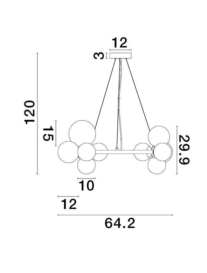 NV 9028855 Závěsné svítidlo ODILLIA kouřové šedé sklo a matná černá G9 11x5W 230V IP20 bez žárovky - NOVA LUCE (obrázek 5)