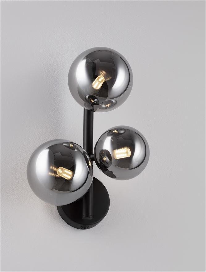 NV 9028861 Nástěnné svítidlo ODILLIA kouřové šedé sklo a matná černá G9 3x5W 230V IP20 bez žárovky - NOVA LUCE